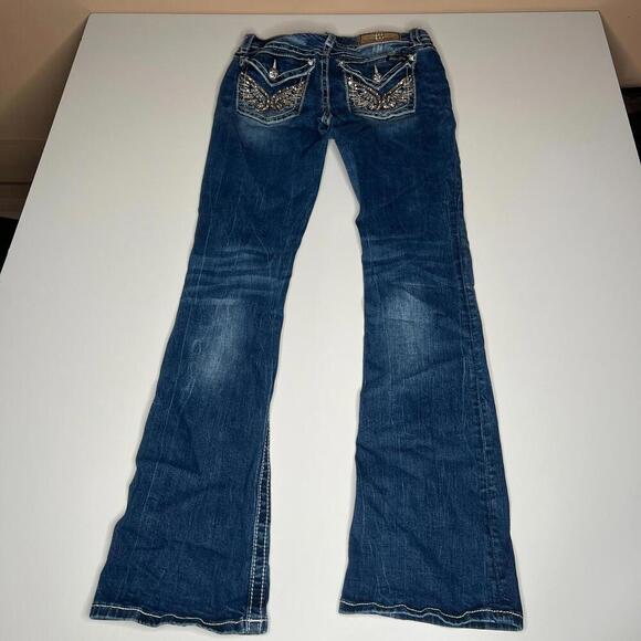Miss Me Jeans Women’s 28 x 34 Boot Cut Blue Denim Wing Embellished Pockets M3080 - Picture 8 of 12